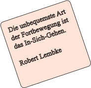 Die unbequemste Art der Fortbewegung ist das In-Sich-Gehen.  Robert Lembke